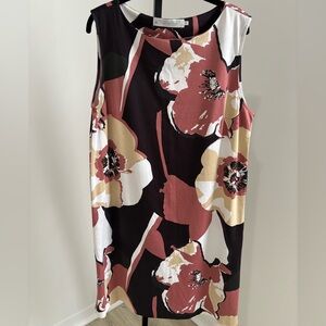 Simons Contemporaine  Floral Sleeveless Shift Dress - Black, Rust & Cream